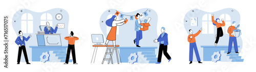 Successful business. Vector illustration. Support from partners, colleagues, and stakeholders is instrumental in reaching goals A successful business excels in marketing strategies and customer