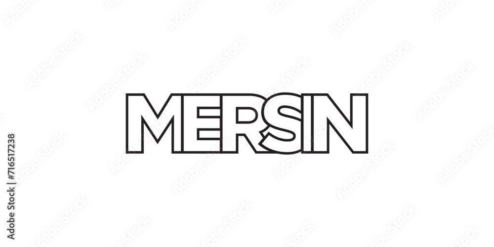 Mersin in the Turkey emblem. The design features a geometric style, vector illustration with bold typography in a modern font. The graphic slogan lettering. Mersin in the Turkey emblem. The design features a geometric style, vector illustration with bold typography in a modern font. The graphic slogan lettering.