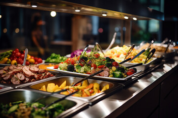 Generative AI picture of delicious food meal in school canteen