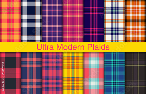 Ultra modern plaid bundles, textile design, checkered fabric pattern for shirt, dress, suit, wrapping paper print, invitation and gift card.