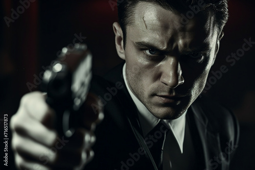 Generative AI picture of secret agent spy person modern film style killer detective soldier