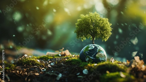 save the world, ecology plant trees and recycle     photo