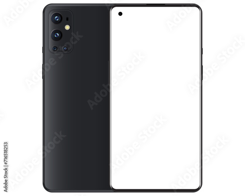 Realistic One Plus Pro Smartphone Mockup. Realistic mockup Design. Front and Back View. . Vector illustration.