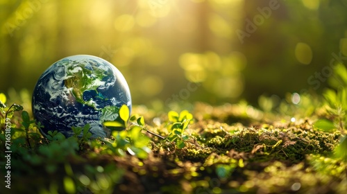 World environment and earth day concept with globe, nature and eco friendly environment 