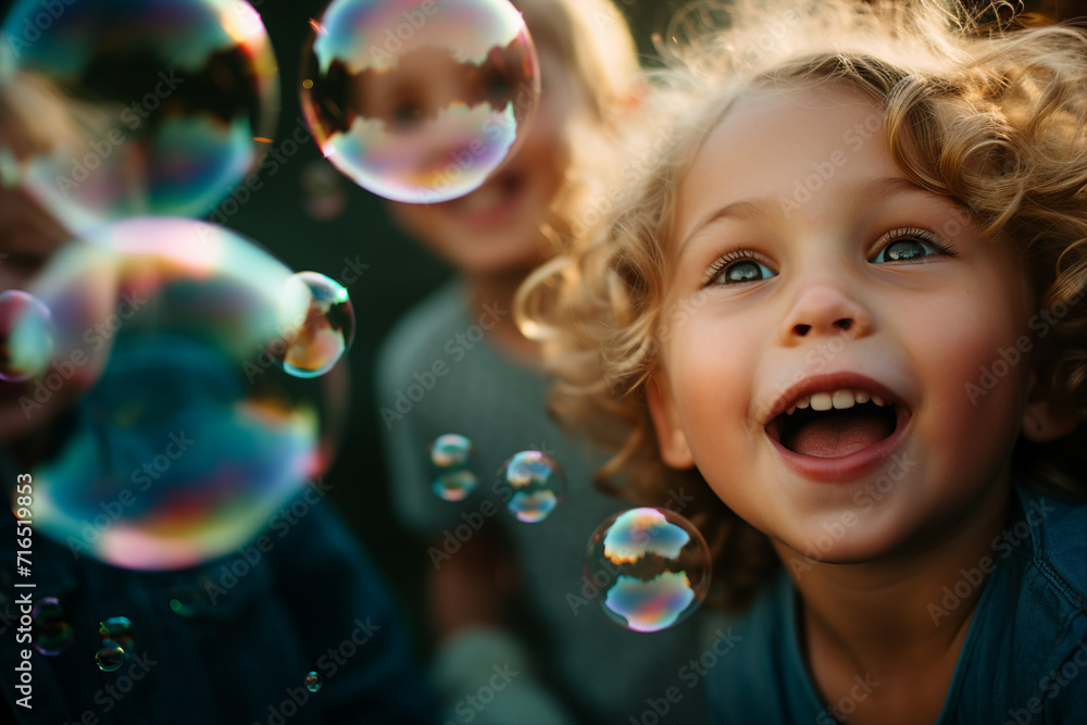 Happy children celebrate holiday decorated celebration atmosphere Generative AI picture Happy children celebrate holiday decorated celebration atmosphere Generative AI picture