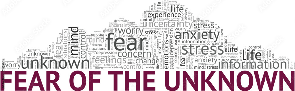 Fear of the Unknown word cloud conceptual design isolated on white background. Fear of the Unknown word cloud conceptual design isolated on white background.