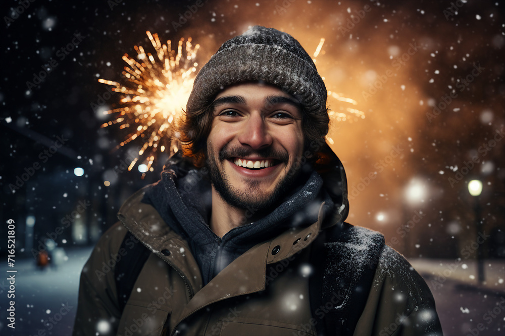 Fireworks show concept people watching admiring wonderful lights winter atmosphere Generative AI Fireworks show concept people watching admiring wonderful lights winter atmosphere Generative AI