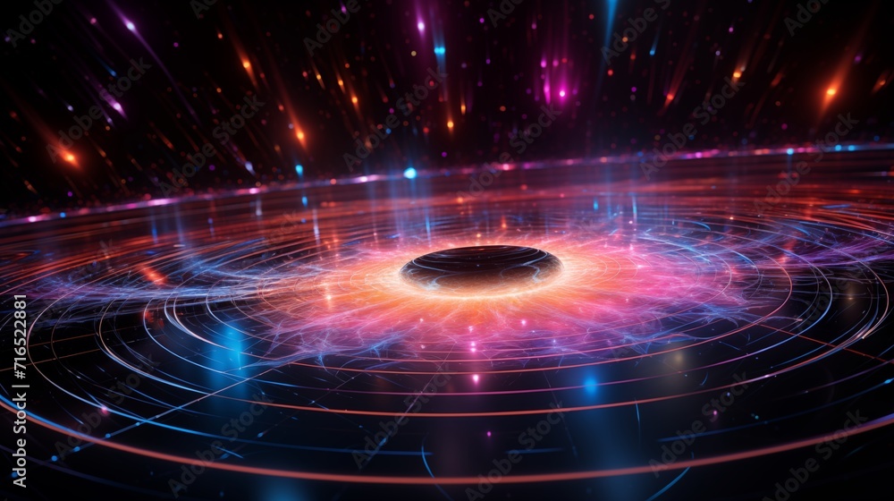 Quantum Patterns S Abstract quantum patterns and data elements blend in a mirage-like ...