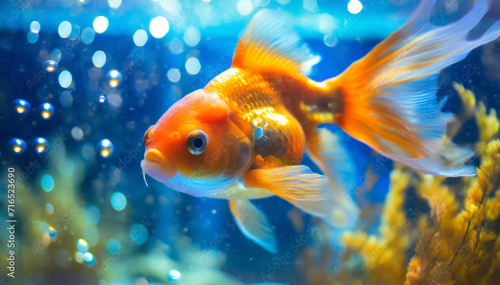 Beautiful goldfish in an aquarium