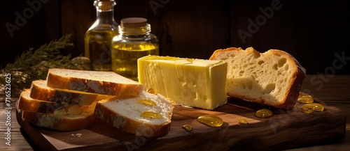 Still life with cheese, bre...