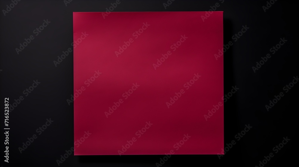 Burgundy square Paper Note on a black Background. Brainstorming Template with Copy Space