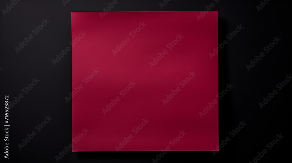 Naklejka premium Burgundy square Paper Note on a black Background. Brainstorming Template with Copy Space