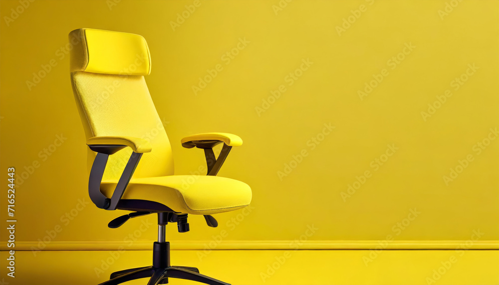 Yellow office chair on a yellow background. Yellow office chair on a yellow background.
