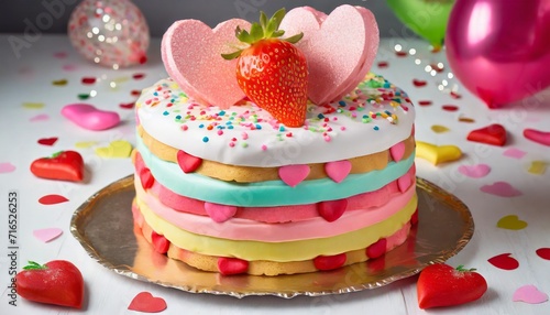birthday cake with strawberry and cream