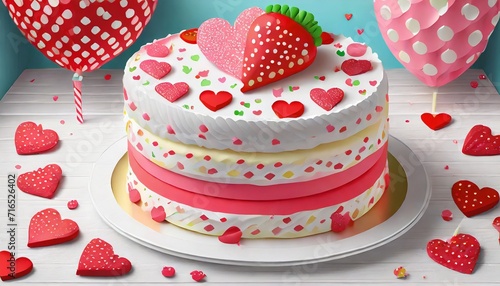 cake with icing and strawberry