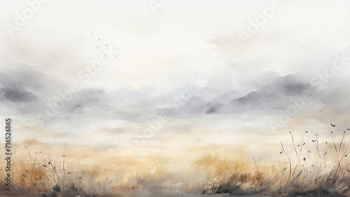 gray watercolor art background, blurred shaded in the style of nature autumn winter seasonal copy space photo