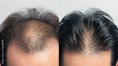 Before and After Hair Transplant Results on Male Patient. photo