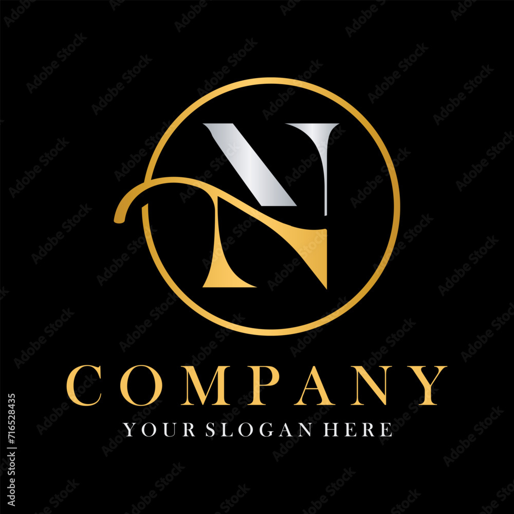 Obraz premium Luxury N Logo Design. N Letter Design Vector.