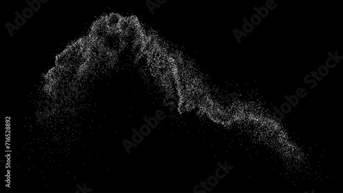 White grainy texture. Abstract dust overlay. Grain noise. White explosion on black background. Splash realistic effect. Vector illustration. 