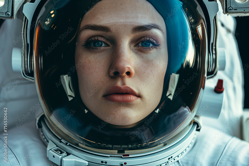 woman astronaut wearing spacesuit helmet woman astronaut wearing spacesuit helmet