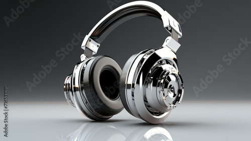 3d rendered illustration of a chrome headphones