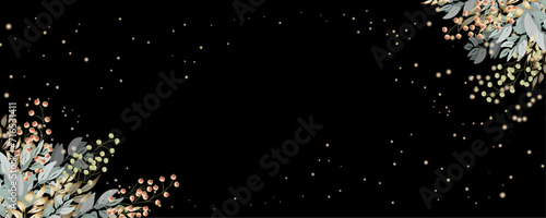 Vector art deco luxury flower, leaves, gold shine line art background. Golden botany banner. Japanese style Hand drawn vector. Line art style design. Hand drawn florals for packaging,coveand wall arts