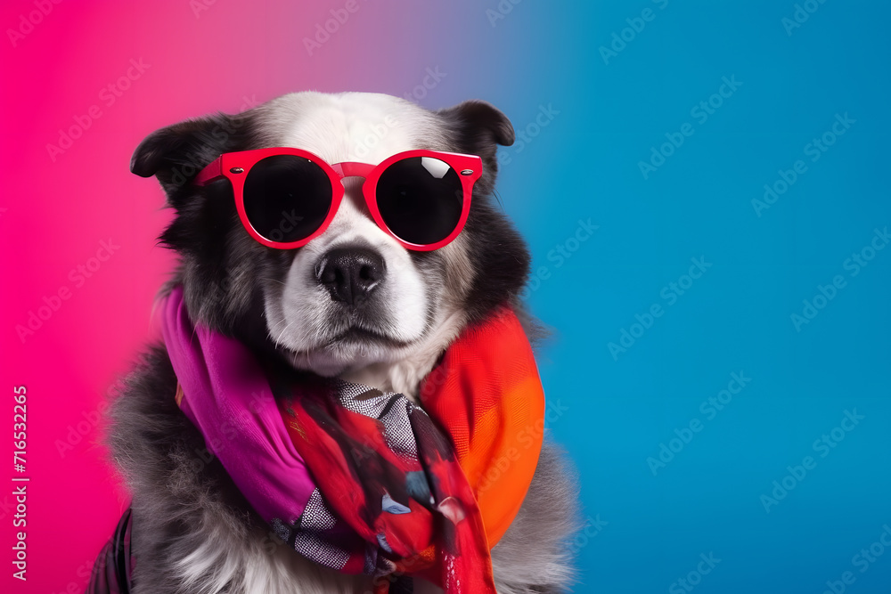 Stylish Dog in Sunglasses. Created with Generative AI