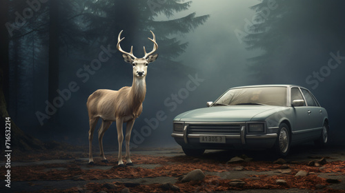 3d rendered illustration of a deer intron of a car