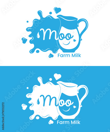 Vector logo for milk and dairy products in blue and white colors