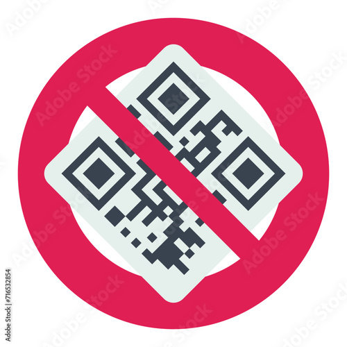Ban on QR codes (flat design,cut out)
