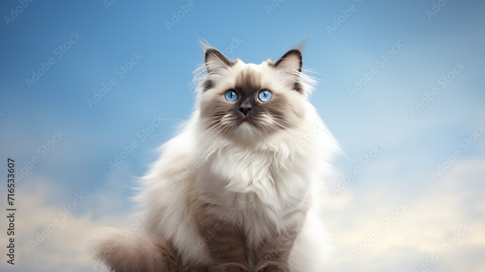 Majestic Birman Cat with Striking Blue Eyes