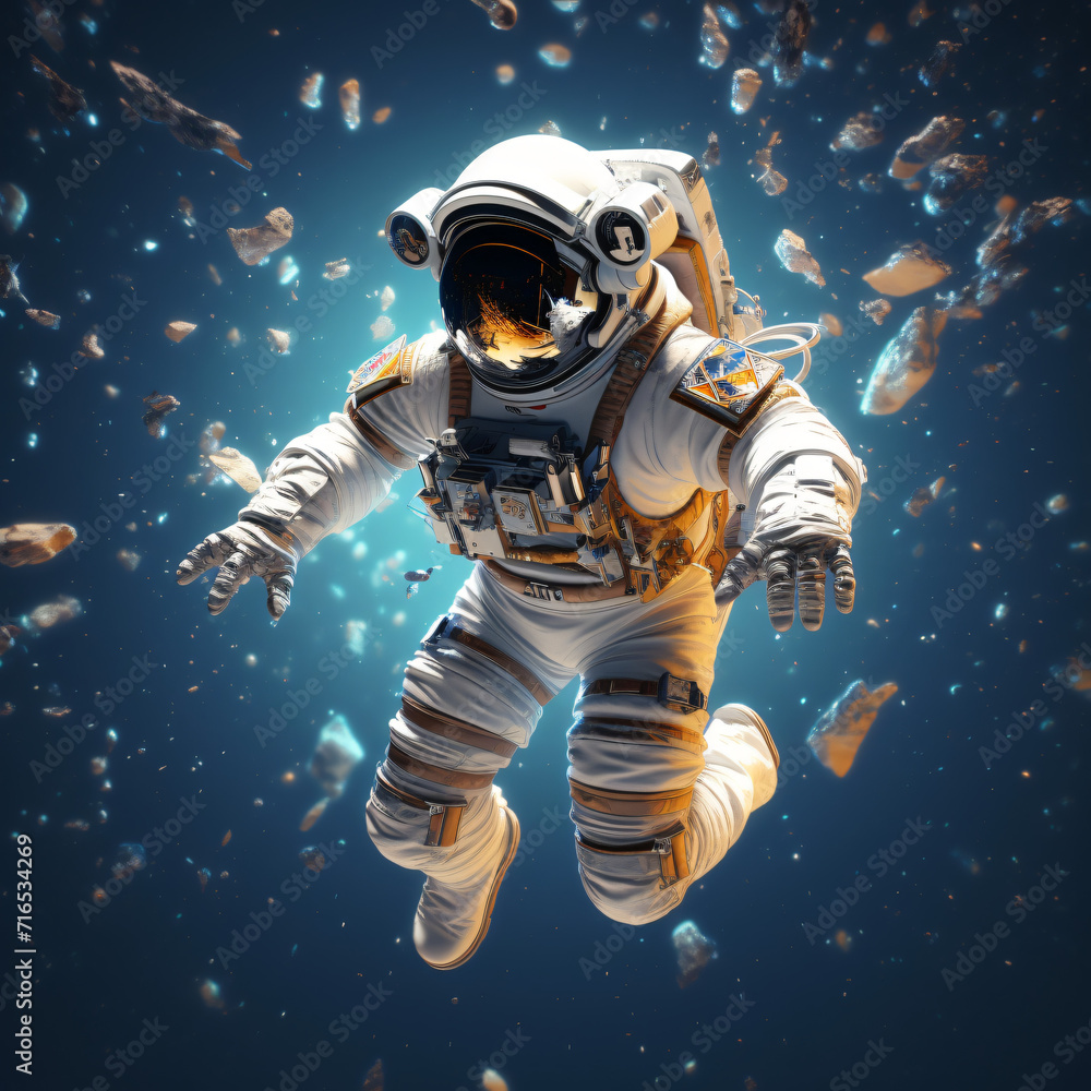 3d rendered illustration of a floating astronaut