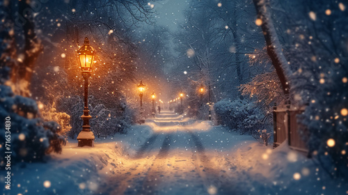 magic lantern winter setting. AI generative © SANGHYUN