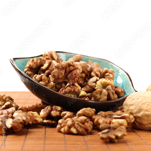 Walnut kernel isolated on white background