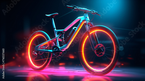 3d rendered illustration of a neon style bicycle