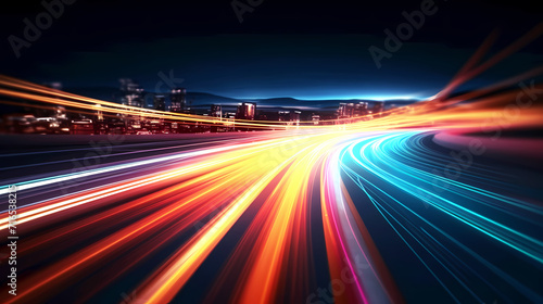 Glowing shiny lines effect vector background, technology lines background and light effect, 3D rendering © xuan