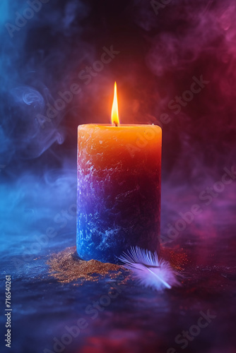 one candle in all the colors of the rainbow. AI generative