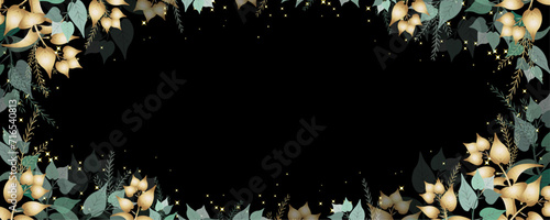 Vector art deco luxury flower, leaves, gold shine line art background. Golden botany banner. Japanese style Hand drawn vector. Line art style design. Hand drawn florals for packaging,coveand wall arts