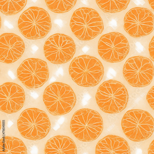 Pattern cute orange fruits AI generative