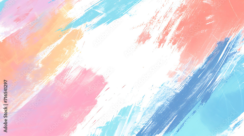 Background with big pastel colors of the rainbow brushstrokes. white center.