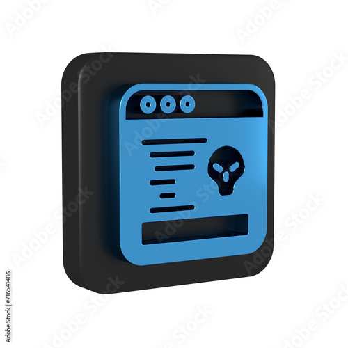 Blue System bug concept icon isolated on transparent background. Code bug concept. Bug in the system. Bug searching. Black square button.
