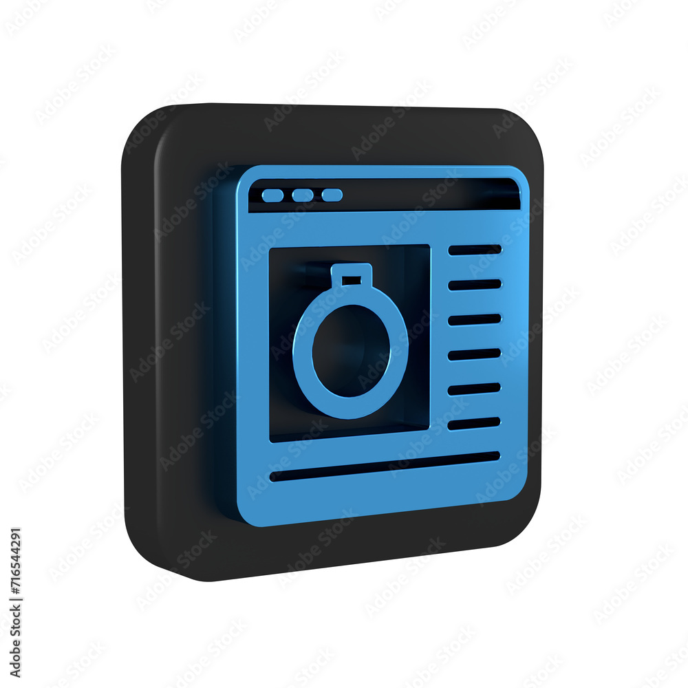 Blue Jewelry online shopping icon isolated on transparent background. Black square button. Blue Jewelry online shopping icon isolated on transparent background. Black square button.