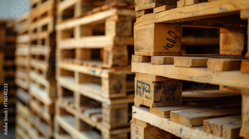 pallets in warehouse, wooden bridge in the park, Stack of wooden pallet. Industrial wood pallet at factory warehouse, Ai generated image