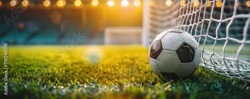 Victory. Soccer ball in a net