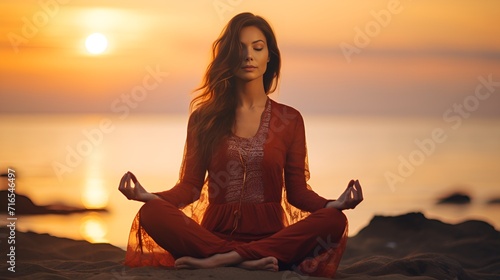 Woman in a peaceful meditation pose in stock photography , Woman in meditation pose, peaceful, stock photography