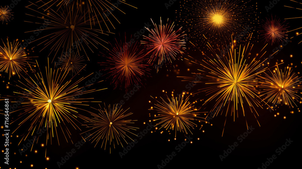 Naklejka premium Festive firework salute burst isolated on a black background.