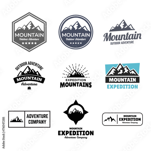 Set of Adventure and outdoor vintage logo template, badge or emblem style
