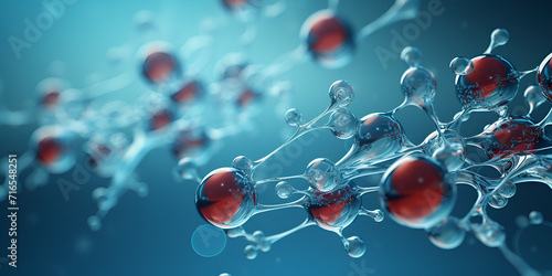  3D Molecular structure on technology background 