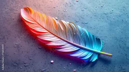 A feather made of colorful and shiny
