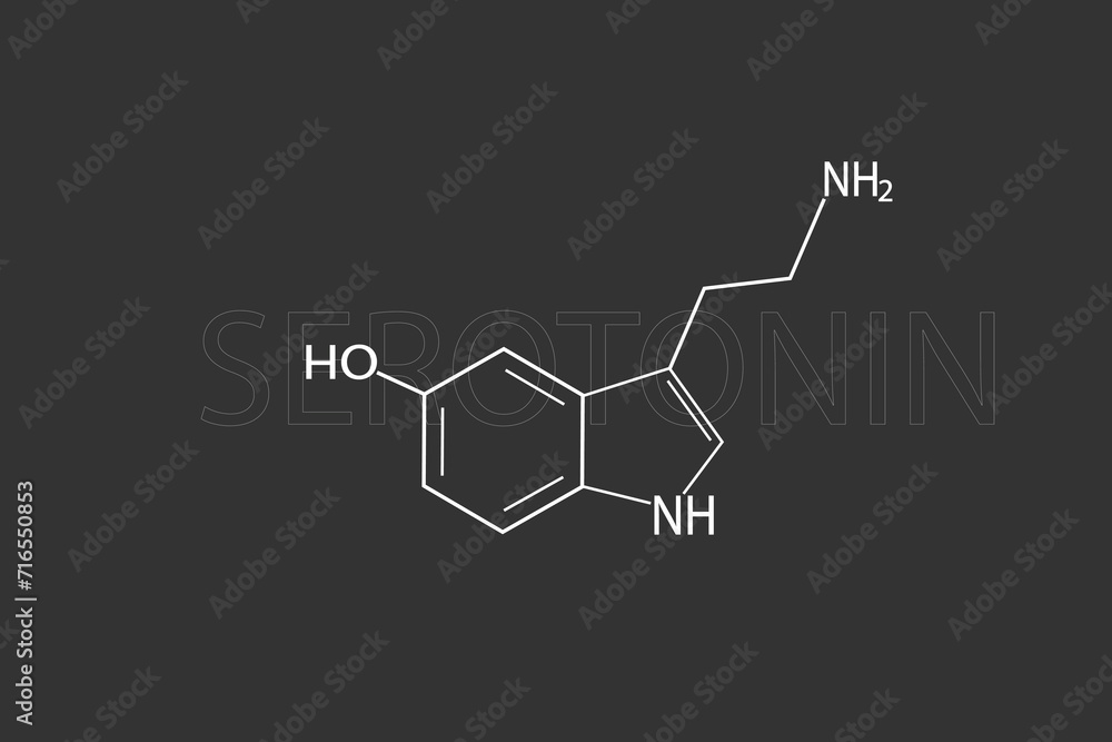 Serotonin molecular skeletal chemical formula	